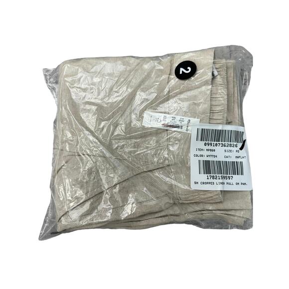 Madewell Petite Pull On Straight Crop Pants Linen Blend Natural P2 NWT - Picture 3 of 3